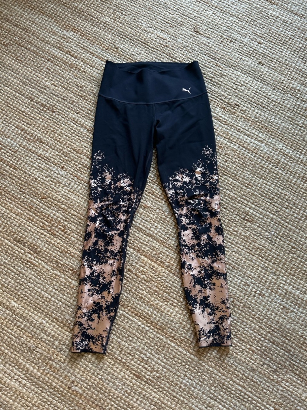 Puma Black Leggings with Blush Speckle Print